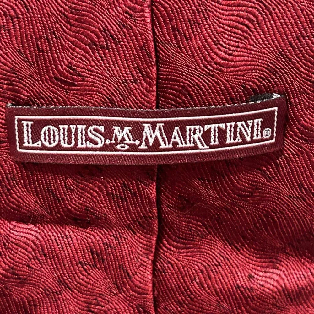 Louis M. Martini Men's Tie One Size Burgundy Branded Tipping/lining